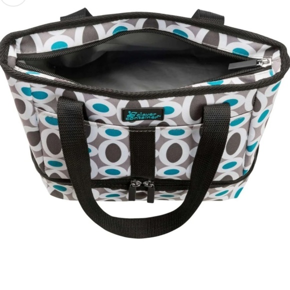 🆕 Insulated Meal Lunch and Snack Bag Tote Two Compartments with Black Handles - Picture 2 of 7